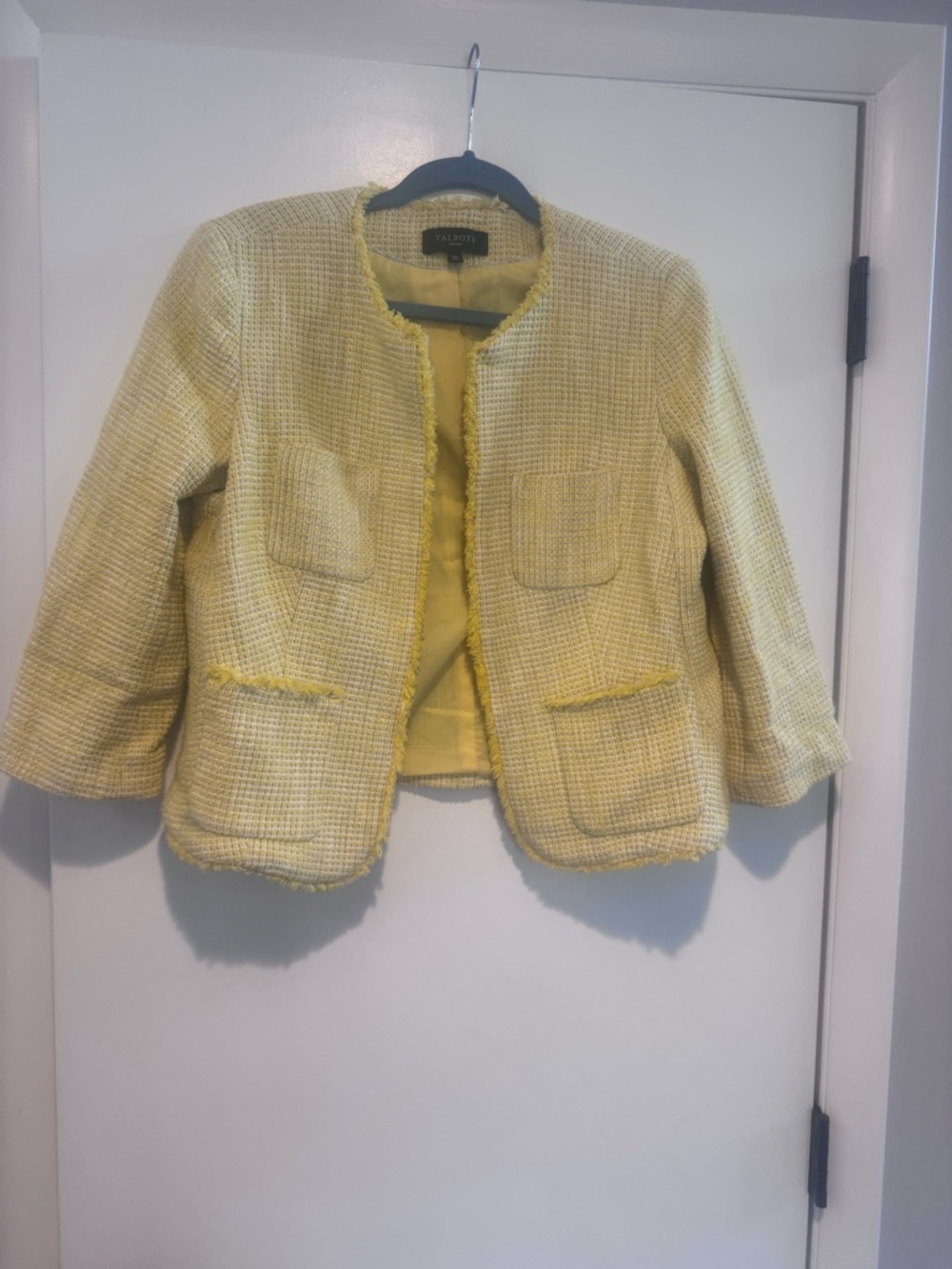 Talbots Lemon Tweed Open-Front Blazer